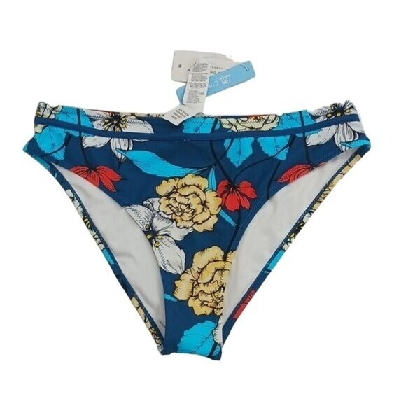 Cupshe Bikini Bottom Blue Floral Tropical Cheeky Womens Size Medium - Picture 1 of 5